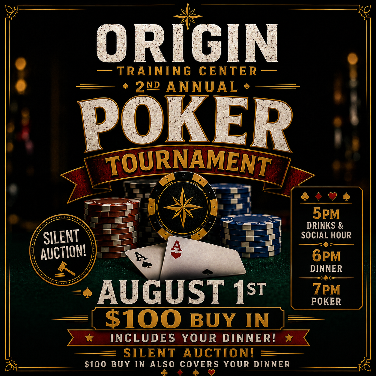 August 1st 2026 ORIGIN 2nd Annual Charity Poker Tournament